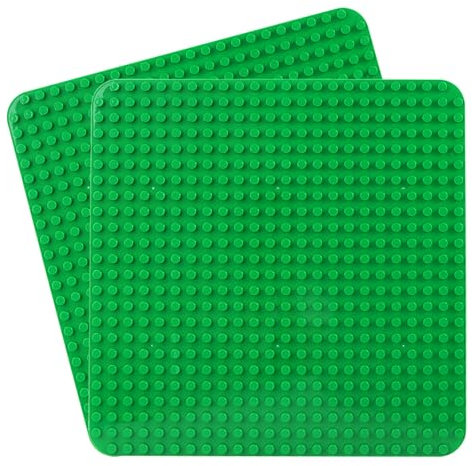 große Platte Kompatibel mit Lego Duplo, 38 x 38cm grundplatte, Konstruktionsspielzeug für Mädchen und Jungen (2PCS, Grün,Grün)