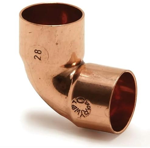 Kupferwinkel für Heizung und Sanitär - Pressfitting für Wasserleitung - 90 Grad Kupferrohrbogen Lötbar - DVGW - 28mm (Kolano 1k<90 28)