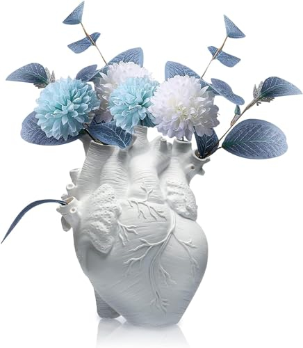 PHIEZC Herzförmige Vase, herzförmige anatomische Vase aus Harz, Weiß, für moderne Wohnraumdekoration, Geschenk für verschiedene Anlässe