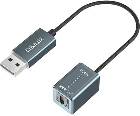 Cubilux USB to S/PDIF Transmitter, USB A to TOSLINK Output Adapter (Stereo Sound, Not for 7.1/5.1, NOT for TV), USB Optical Audio Converter Compatible with Windows Linux PC Laptop Computer