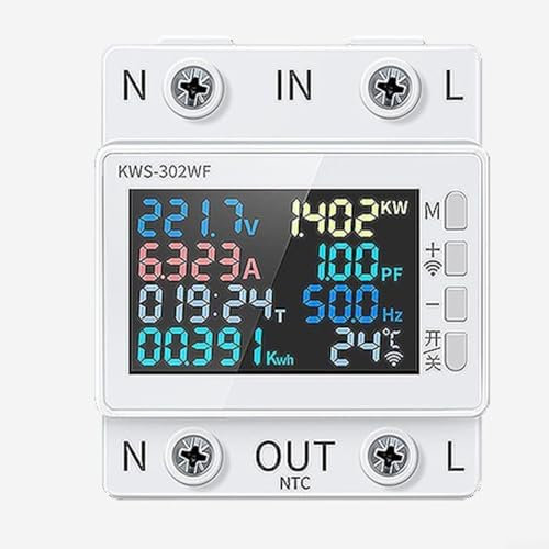 per Tuya WiFi Smart Power Monitor, misuratore di energia intelligente con protezione da sovratensione e sottotensione 170-270 V, 0-9999 Kwh, con Smart Life/App per Tuya (KWS -302 (senza WiFi senza