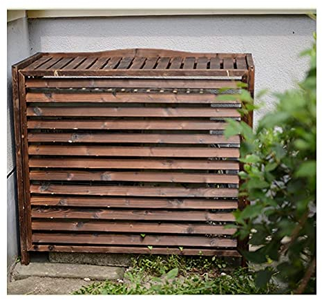 Sichtschutzzaun für Außenklimaanlagen,Mülleimer,Holzversteckzaun für den Hinterhof,Blumenregal (Farbe: Holzfarbe,Größe: 110 x 48 x 109 cm)