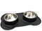 DIVCHI Pets Bowl Food And Drink Double Bowls Set With Silicone Mat Tray For Cats Puppies Small Dogs Feeding (Black, M)
