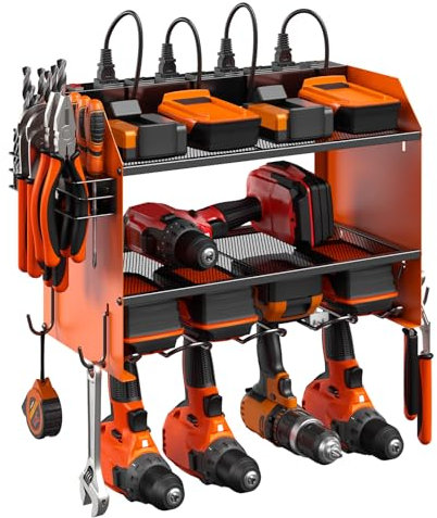 CCCEI Wall Mount Modular Tool Charging Organizer, Orange, 1 Pack, 3 Tier.