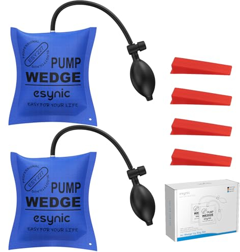 eSynic Popular 2pcs Air Wedge Pump Wedge Up Bags Tools Car Air Wedge Pump Kits for Door Window Installation and Car Repair with 4 Plastic Wedges (2pack -Blue)