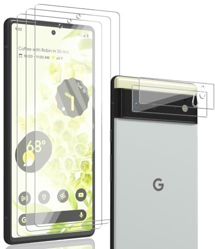 Zerrshoo Verre Trempé pour Google Pixel 6, Google Pixel 6 Protection d'écran 3 Pièces et Google Pixel 6 Verre Trempé d'objectif Protecteur 2 Pièces. 9H Dureté, HD Film Verre pour Google Pixel 6