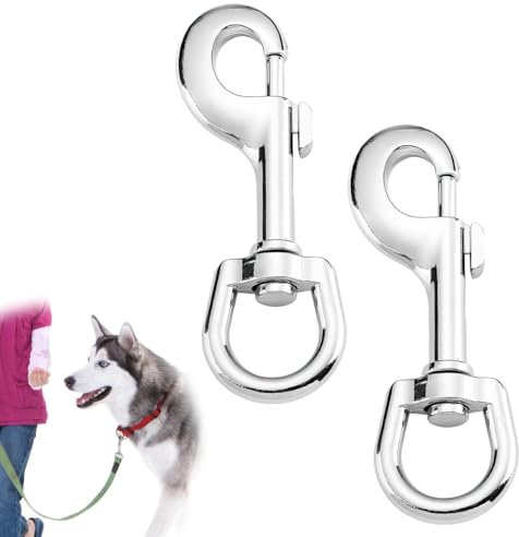 2 Pezzi Moschettone per Guinzaglio per Cani, Moschettoni Girevoli Gancio, Moschettoni Girevoli Guinzaglio,Ganci Portachiavi,Moschettoni in Acciaio Inox,Rotazione a 360°