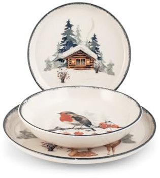 H&h servizio tavola natalizio 18 pezzi frosty