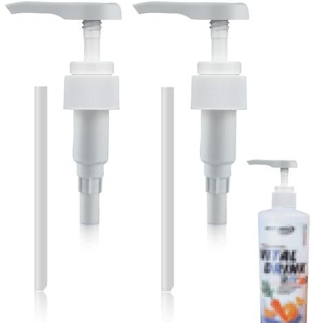 Pompe doseuse 500mL sirop pour Best Body Nutrition,30mm Bouteille à Visser Distributeur de sirop réutilisable Embout de Pompe Distributeur tête de Pompe pour 28/410 récipient fileté Bouteille (2-pcs)