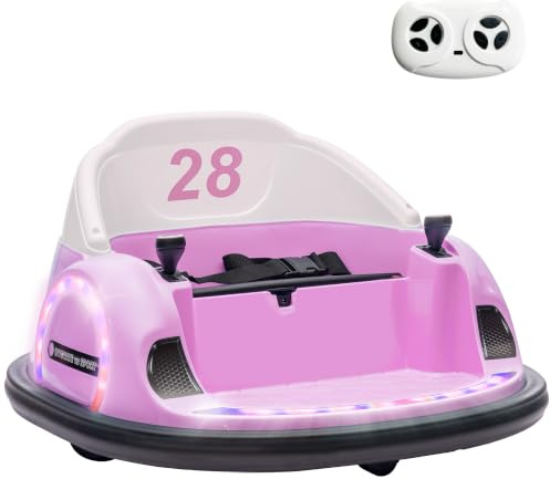 AIYAPLAY Kids Bumper Car 12V 360° Rotation Remote Control Ages 1.5-5 Pink