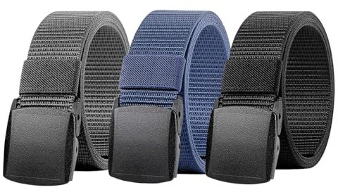 Ketoviss 3er Arbeitsgürtel Herren, Unisex Gürtel Nylon Canvas Gürtel für Herren und Damen, Verstellbarer Outdoor Gürtel Herren Geeignet für Arbeit und Reisen