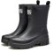 AONEGOLD Stivali Pioggia Donna Media Altezza con Suola Antiscivolo Boots Comode Moda Pioggia per Esterni Giardinaggio Gomma(Nero，41 EU)