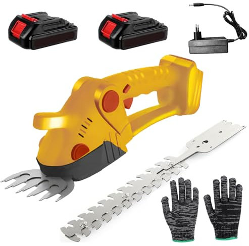 Heckenschere Akku, Heckenschere Elektrisch 2-in-1 Gartenschere Akku Heckenschere mit Akku und Ladegerät Rasenkantenschneider Akku Baumschere Strauchschere & Buschschere Akku betrieben für Garten
