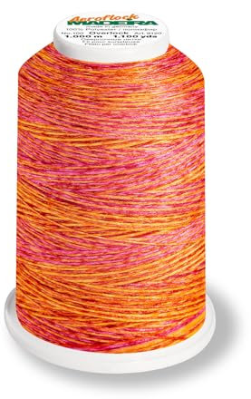 Aero-Flock 9120 und 9121 Miniking 1000m - Uni Multicolor Overlockgarn Bauschgarn für dehnbare Nähte, Nähgarn (Coral Fish)