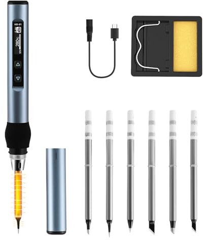 65W USB C Soldering Iron Set with 6 Soldering Tips, 80-420°C Temperature Adjustable, Portable Soldering Iron with Smart Digital Scree