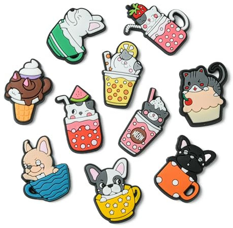 UR URLIFEHALL 60 Pcs 12 Styles Cat Dog PVC Plastic Cabochons Animal Pet Tea Cup No Hole Beads Charms for Scrapbooking Embellishments Crafts
