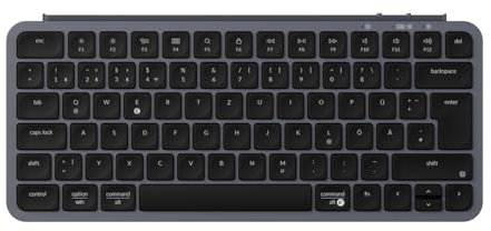 Keychron B1 Pro - Teclado inalámbrico ultrafino, 75% de disposición ISO de 3 modos, 2,4 GHz, Bluetooth, con cable, ZMK, diseño de botón de tijera compatible con Windows/Mac, color gris