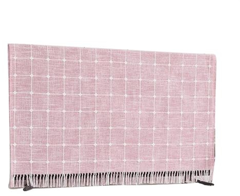 IVEIQI Simple Grid TV Cover, Fixed Anti-Slip TV Cover Multi-functional Retro Indoor Decoration Monitor Cover(Pink, 55 Inch)