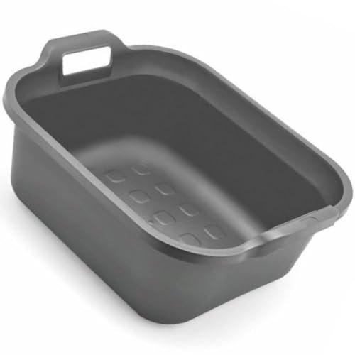Addis 10L Rectangular Washing Up Bowl with Handles – Durable, Scratch-Resistant, Easy to Clean Sink Basin – Ideal for Dishwashing & Kitchen Use Grey - 1 Pack 10L
