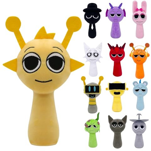 EUGRESS Sprunki Plush Flauschige Plüschtiere und Kissen, Weihnachts- und Geburtstagsgeschenke für Erwachsene und Kinder (gelb)