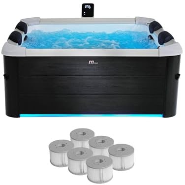 sweeek - Spa Rigide 6 Places 4 Coussins hydromassages. 6 filtres et bâche Incluse 160 cm x 65 cm
