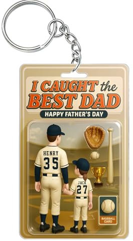 Vatertagsgeschenk für Papa - Personalisierte Baseball Schlüsselanhänger - Benutzerdefinierte Foto Name Acryl Actionfiguren Schlüsselanhänger - Geschenk für Männer für Vatertag Geburtstag Weihnachten
