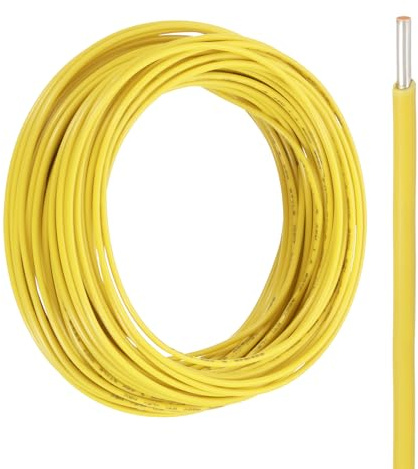 sourcing map UL1007 Solid Core Wire, 14 Gauge 50FT 300V 14 AWG Electrical Wire Tinned Copper PVC 80 Degree High Temp Internal Wiring for Fixed Installations, Appliances, Yellow