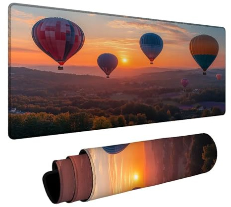 Tapis de Souris Montgolfière Tapis de Souris Gamer Paysage Mouse Pad Bords Cousus Précision et Vitesse Améliorées pour Decoration Maison Bureau Pc Portable Clavier sans Fil 60x140x0.3cm DBYH-3671