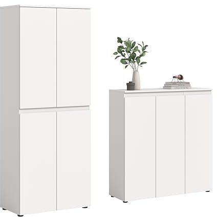 xonox.home - Universalschrank Scarpa 2tlg.Set in weiß - Mehrzweckschrank Schrank Hochschrank Haushaltsschrank - platzsparend und praktisch