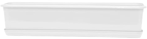 pokm toolsmarket - Blumenkasten mit Untersetzer, Länge 80 cm, Weiß, EU-Qualität Blumenkübel Pflanzkasten Balkonkasten Venus