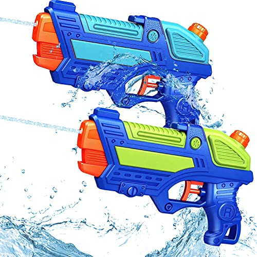 (2-Pack) Wasserpistolen für Kinder, Wasserpistolen Spritzpistolen für Schwimmbad im Freien, Beste Sommer Wasser Kampf Spielzeug Geschenke für Jungen Mädchen, Training Spielzeug für Haustiere