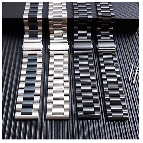 HMFANG Edelstahlband kompatibel mit Fossil Gen 6 4. 4mm Gen6 Metallband kompatibel mit Fossil Gen 5e 4. 4mm / Gen 5 lte 4 5mm Smartwatch-Armband-Armband(Black 2)