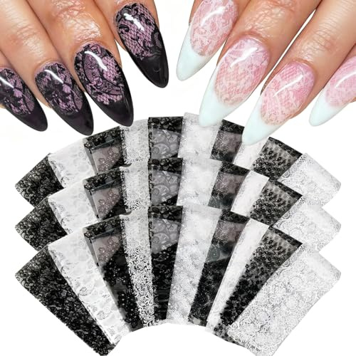 GZSYY Transferfolie Nägel Aufkleber Nägel 30PCS Nagelfolie Spitze Nail Sticker Nageldesign Zubehör