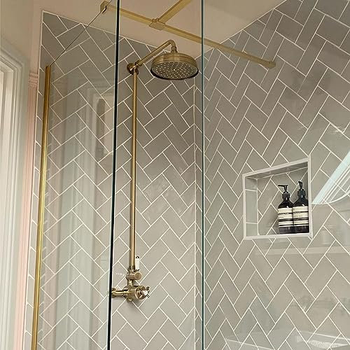 ENKI, Trafalgar, SH0155, Traditional Thermostatic Victorian Shower, Large Rainshower Head, Antique Brass, Traditional Shower Valve Style