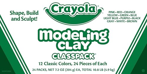 Crayola Modeling Clay Classpack (24 Packs), Bulk Modeling Clay for Kids, 12 Colors, Nontoxic, Classroom Supplies for Kids Arts & Crafts