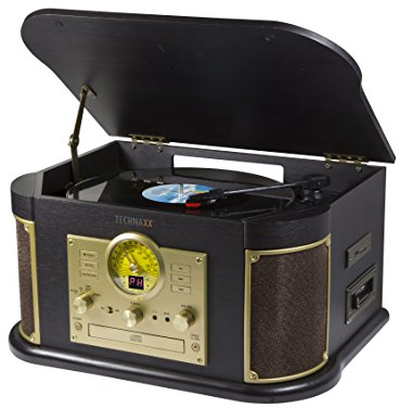 Technaxx 4755 Nostalgie Bluetooth Plattendigitalisierer All-in-One TX-103 von LPs und Audiokassetten braun