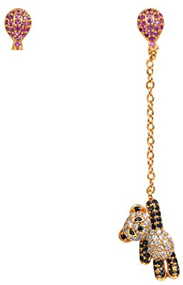 Suplight Rote Zirkonia Ballon Ohrstecker 18k vergoldet Bärchen Ohrhänger Unregelmäßig Charm Ohrringe Asymmetrie Ohrringe für Frauen Mädchen