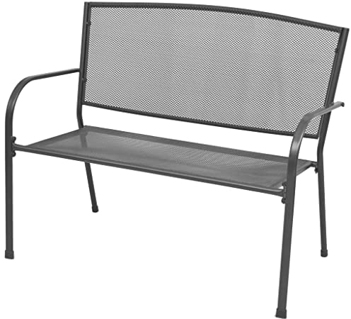 vidaXL Gartenbank Armlehne 108cm Streckmetall Metallbank Sitzbank Parkbank