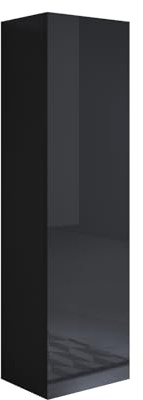 MB Muebles Bonitos, Armoire Mural Luke V4 pour Salon ou Salle à Manger Moderne, Meuble Modulaire en Mélamine Brillante, Couleur Noir, 40x165x29 cm