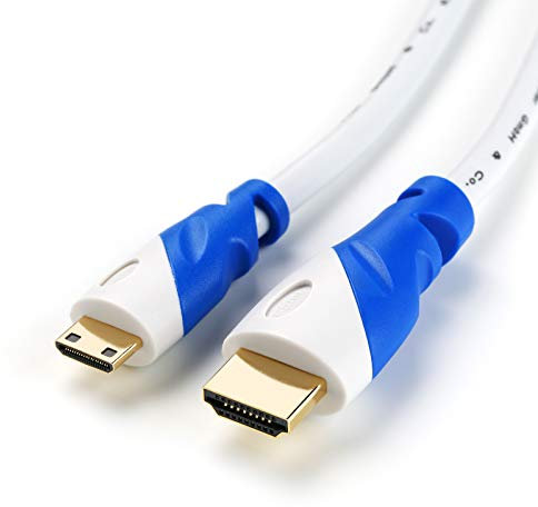 miniHDMI Kabel | 3m | weiß/blau | HDMI 2.0 | 3D-Ready | 4K/60Hz | miniHDMI auf HDMI