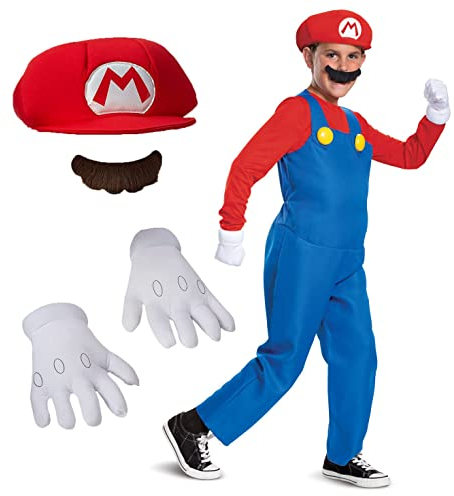 Super Mario Bros Nintendo Kinder Deluxe Videospiel Mario Kostüm - S