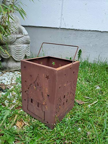 Zen Man Edelrost Windlicht Kerzenhalter Garten Laterne aus Metall Garten Weihnachten Gartendeko 032057 9 * 9 * 12cm