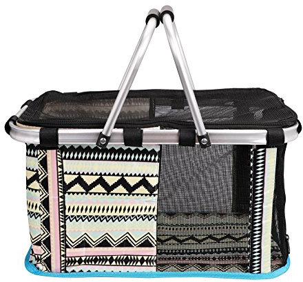 Portable Oxford Fabric Folding Pet Cage Bag - Two-Door Expandable Cat & Dog Carrier for Outdoor Travel & Walking