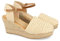 Sandalia para Mujer con Cuna de Yute, Pala Cerrada de Rafia, Talon Abierto y Cierre de Hebilla Primavera Verano 2021. Talla 40 Beige
