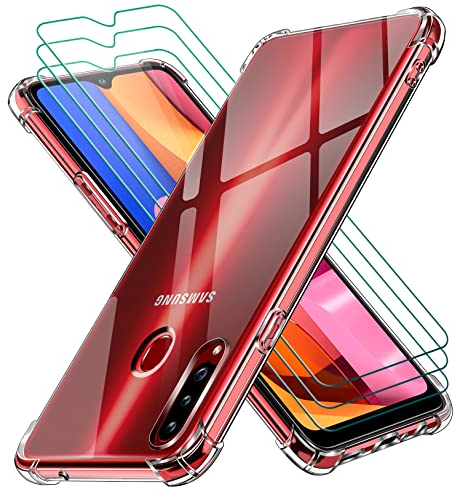 ivoler Klar Hülle für Samsung Galaxy A20s mit 3 Stück Panzer Schutz Glas, Dünne Weiche TPU Silikon Transparent Stoßfest Schutzhülle Durchsichtige Kratzfest Handyhülle Case