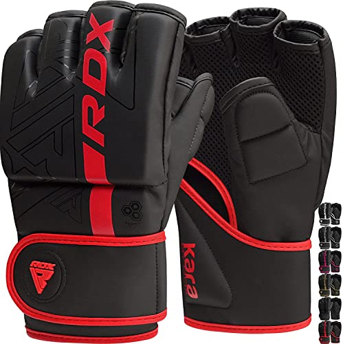 RDX MMA Gloves Grappling Sparring, Pre-Curved Martial Arts Mitts, Ventilated Palm, Men Women Adults & Kids, Maya Hide Leather, Cage Fighting Boxing Combat Training Muay Thai Punching Bag, Kickboxing