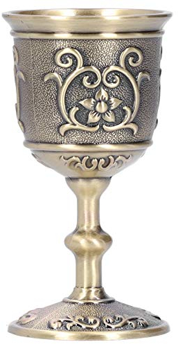 Mittelalterlicher Kelch, Vintage Weinglas, Weinlese Bronze Weinbecher Kelch Whisky Getränk Geprägter Becher(S)