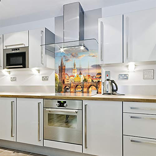 Bedruckter Spritzschutz aus Glas, Motiv: Prager Charles Bridge, 700 x 800 cm