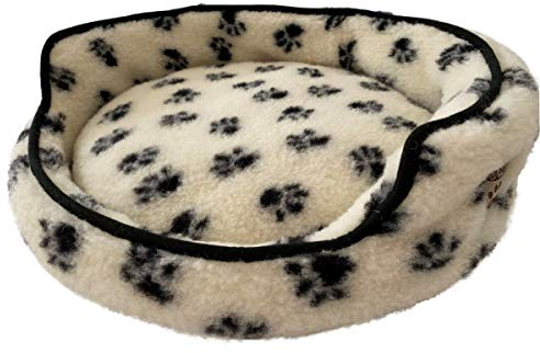 Hundebett Duo Merinowolle Ø 60 cm Tierbett Katzenbett Schlafplatz Hundekorb Hundesofa hygienisch kuschlig rutschfest Farbe Schwarz/Weiß