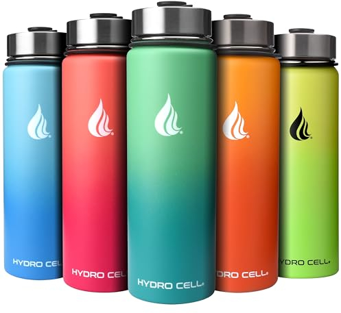 HYDRO CELL Edelstahl-Wasserflasche mit Strohhalm & Weithalsdeckel (64oz 40oz 32oz 24oz 18oz 14oz) - Isoliertes, schweißbeständiges Sportdesign (Mint/Grün - 24oz)